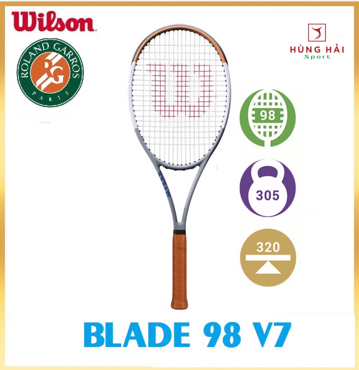 Vợt Tennis Wilson Roland Garros Blade 98 Năm 2020 (305gr)